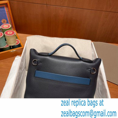 HERMES 24/24 MINI KELLY BAG IN TOGO LEATHER NAVY BLUE