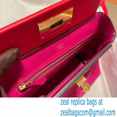 HERMES 24/24 MINI KELLY BAG IN TOGO LEATHER ROSE