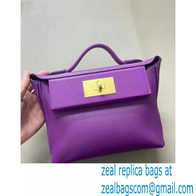 HERMES 24/24 MINI KELLY BAG IN TOGO LEATHER Rose Pourpre