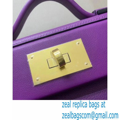 HERMES 24/24 MINI KELLY BAG IN TOGO LEATHER Rose Pourpre - Click Image to Close