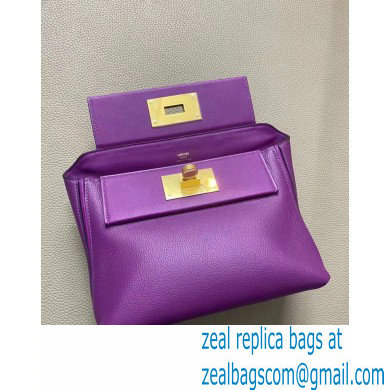 HERMES 24/24 MINI KELLY BAG IN TOGO LEATHER Rose Pourpre