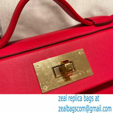 HERMES 24/24 MINI KELLY BAG IN TOGO LEATHER Rouge Casaque