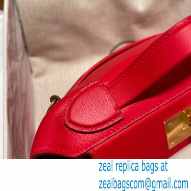 HERMES 24/24 MINI KELLY BAG IN TOGO LEATHER Rouge Casaque