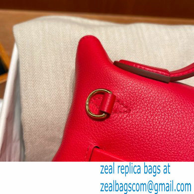 HERMES 24/24 MINI KELLY BAG IN TOGO LEATHER Rouge Casaque