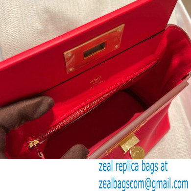 HERMES 24/24 MINI KELLY BAG IN TOGO LEATHER Rouge Casaque