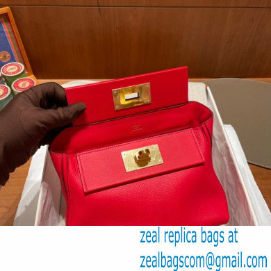 HERMES 24/24 MINI KELLY BAG IN TOGO LEATHER Rouge Casaque