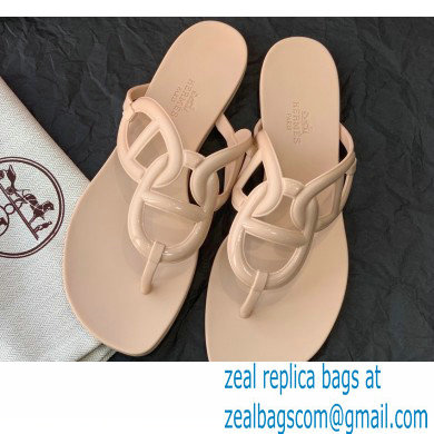 Hermes Egerie Chaine D'ancre TPU Flip Flops Thongs Sandals Beige 2022