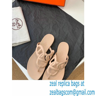 Hermes Egerie Chaine D'ancre TPU Flip Flops Thongs Sandals Beige 2022 - Click Image to Close