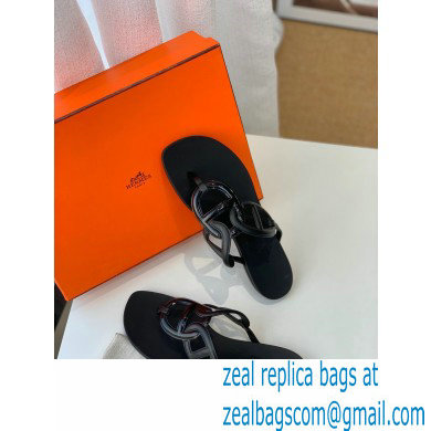 Hermes Egerie Chaine D'ancre TPU Flip Flops Thongs Sandals Black 2022 - Click Image to Close