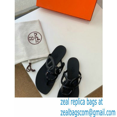 Hermes Egerie Chaine D'ancre TPU Flip Flops Thongs Sandals Black 2022 - Click Image to Close