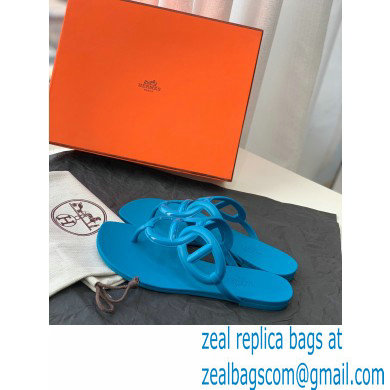 Hermes Egerie Chaine D'ancre TPU Flip Flops Thongs Sandals Blue 2022 - Click Image to Close