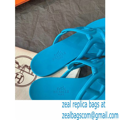 Hermes Egerie Chaine D'ancre TPU Flip Flops Thongs Sandals Blue 2022