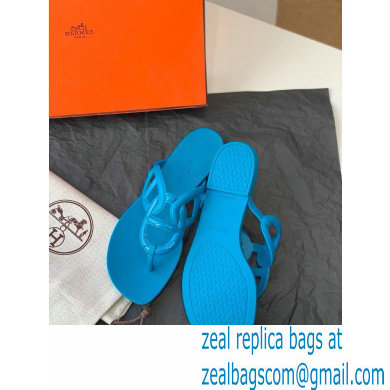 Hermes Egerie Chaine D'ancre TPU Flip Flops Thongs Sandals Blue 2022