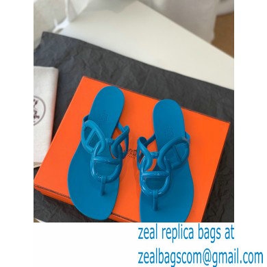 Hermes Egerie Chaine D'ancre TPU Flip Flops Thongs Sandals Blue 2022