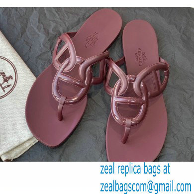 Hermes Egerie Chaine D'ancre TPU Flip Flops Thongs Sandals Burgundy 2022 - Click Image to Close