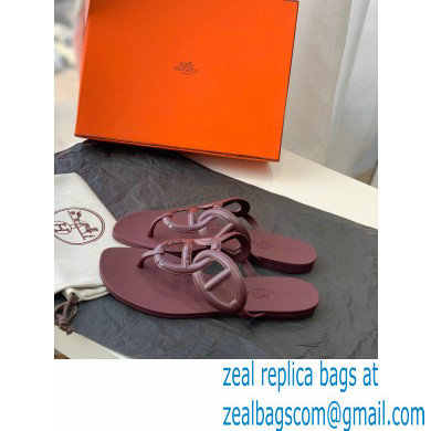 Hermes Egerie Chaine D'ancre TPU Flip Flops Thongs Sandals Burgundy 2022 - Click Image to Close