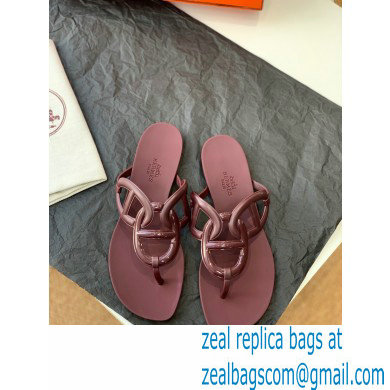 Hermes Egerie Chaine D'ancre TPU Flip Flops Thongs Sandals Burgundy 2022 - Click Image to Close