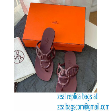 Hermes Egerie Chaine D'ancre TPU Flip Flops Thongs Sandals Burgundy 2022