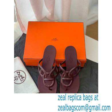 Hermes Egerie Chaine D'ancre TPU Flip Flops Thongs Sandals Burgundy 2022 - Click Image to Close