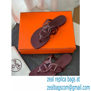 Hermes Egerie Chaine D'ancre TPU Flip Flops Thongs Sandals Burgundy 2022