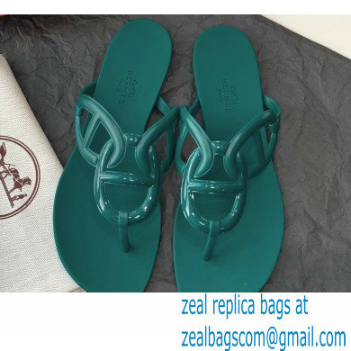 Hermes Egerie Chaine D'ancre TPU Flip Flops Thongs Sandals Green 2022 - Click Image to Close