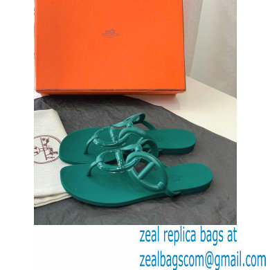 Hermes Egerie Chaine D'ancre TPU Flip Flops Thongs Sandals Green 2022 - Click Image to Close