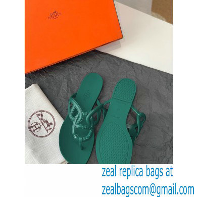 Hermes Egerie Chaine D'ancre TPU Flip Flops Thongs Sandals Green 2022 - Click Image to Close