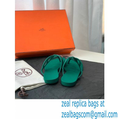 Hermes Egerie Chaine D'ancre TPU Flip Flops Thongs Sandals Green 2022