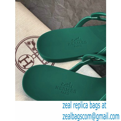 Hermes Egerie Chaine D'ancre TPU Flip Flops Thongs Sandals Green 2022