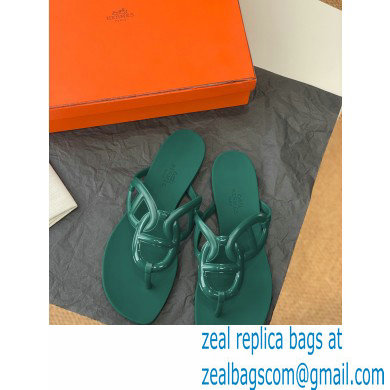 Hermes Egerie Chaine D'ancre TPU Flip Flops Thongs Sandals Green 2022 - Click Image to Close