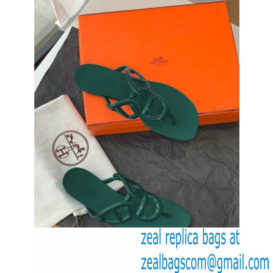 Hermes Egerie Chaine D'ancre TPU Flip Flops Thongs Sandals Green 2022 - Click Image to Close