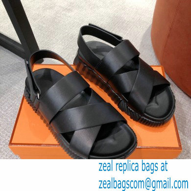 Hermes Electric sandals Leather Black 2022 - Click Image to Close