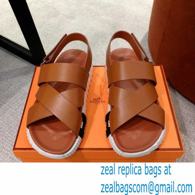 Hermes Electric sandals Leather Brown 2022 - Click Image to Close