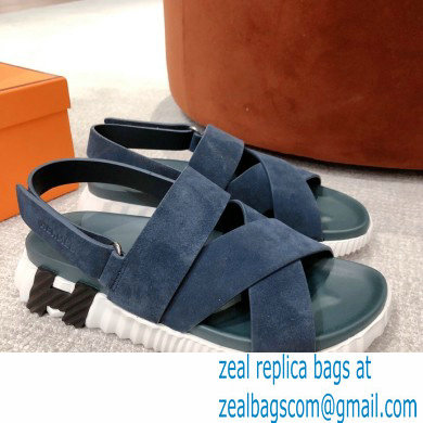 Hermes Electric sandals Suede Blue 2022