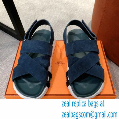 Hermes Electric sandals Suede Blue 2022