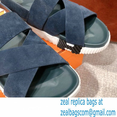 Hermes Electric sandals Suede Blue 2022