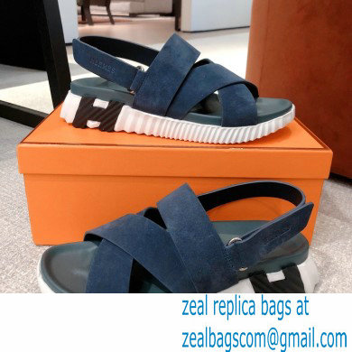 Hermes Electric sandals Suede Blue 2022 - Click Image to Close