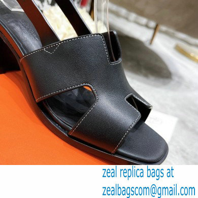 Hermes Heel 6cm Elbe Sandals Black 2022 - Click Image to Close