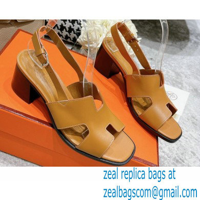 Hermes Heel 6cm Elbe Sandals Brown 2022 - Click Image to Close