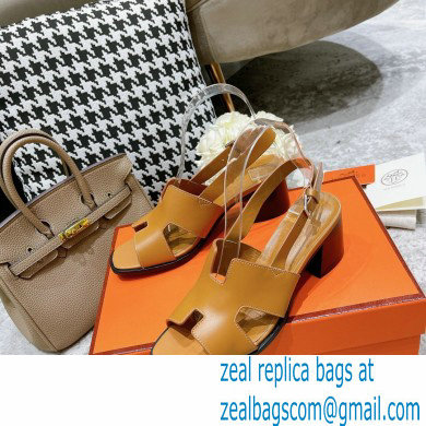 Hermes Heel 6cm Elbe Sandals Brown 2022 - Click Image to Close