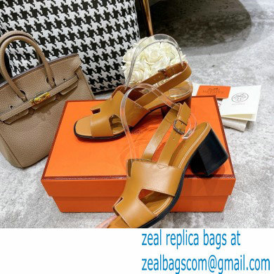 Hermes Heel 6cm Elbe Sandals Brown 2022