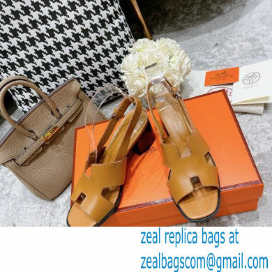 Hermes Heel 6cm Elbe Sandals Brown 2022