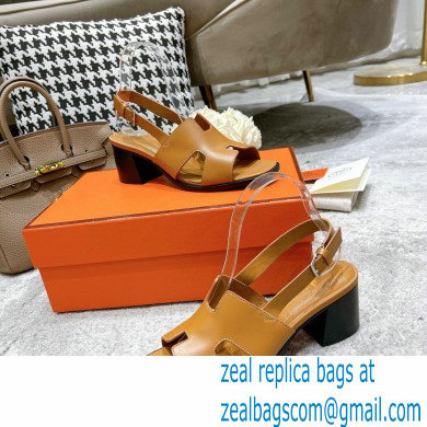 Hermes Heel 6cm Elbe Sandals Brown 2022 - Click Image to Close