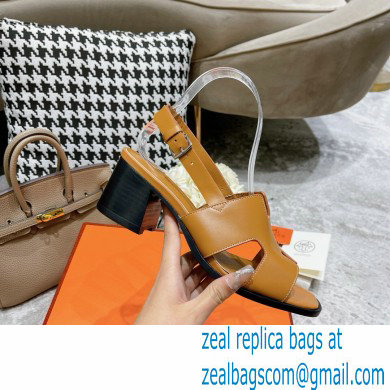 Hermes Heel 6cm Elbe Sandals Brown 2022