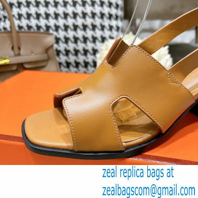 Hermes Heel 6cm Elbe Sandals Brown 2022