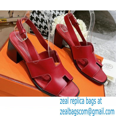 Hermes Heel 6cm Elbe Sandals Burgundy 2022