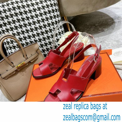 Hermes Heel 6cm Elbe Sandals Burgundy 2022 - Click Image to Close