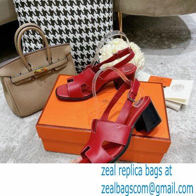 Hermes Heel 6cm Elbe Sandals Burgundy 2022 - Click Image to Close