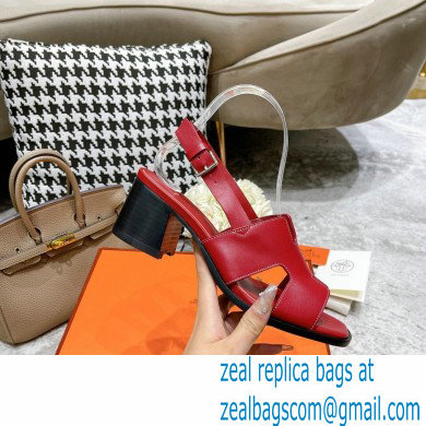 Hermes Heel 6cm Elbe Sandals Burgundy 2022 - Click Image to Close