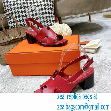 Hermes Heel 6cm Elbe Sandals Burgundy 2022